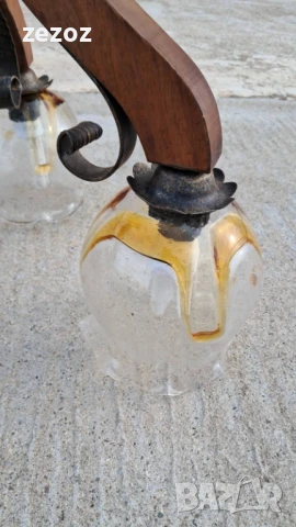 Абажур метал и дърво, снимка 3 - Лампи за таван - 50805473