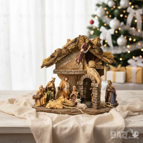 Коледна сцена „Рождество Христово“ – завършена ясла с фигури, която носи смисъл и уют у дома, снимка 2 - Други стоки за дома - 52134028