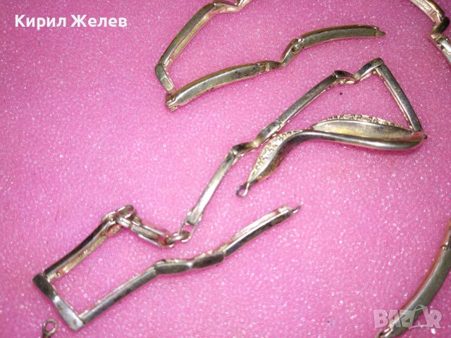 ФЛОРАЛНО СРЕБЪРНО КОЛИЕ СРЕБРО 925 с ЦИКОНИ ЧАСТ от КОМПЛЕКТ с НУЖДА от РЕМОНТ РЕСТАВРАЦИЯ! 41925, снимка 8 - Колиета, медальони, синджири - 44394281