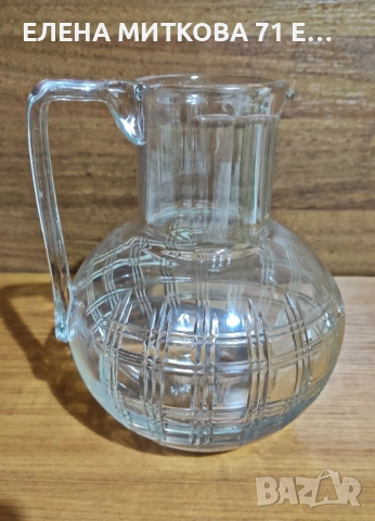 Голяма тежка гравирана кана от кристално стъкло, снимка 2 - Аксесоари за кухня - 52777396