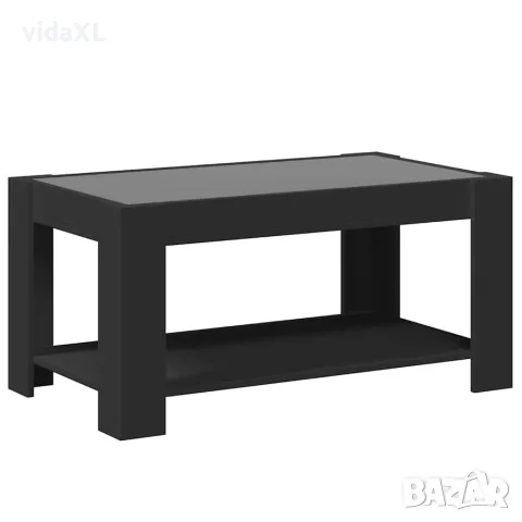 vidaXL Маса за кафе с LED, черна, 93x53x45 см, инженерно дърво, снимка 8 - Маси - 56148146
