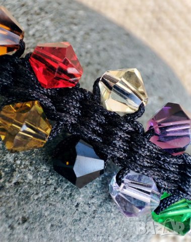 Плоска кумихимо гривна с кристали, снимка 13 - Гривни - 42588826