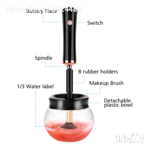 Автоматичен уред за миене на четки с USB 4804, снимка 12 - Друга електроника - 53237581