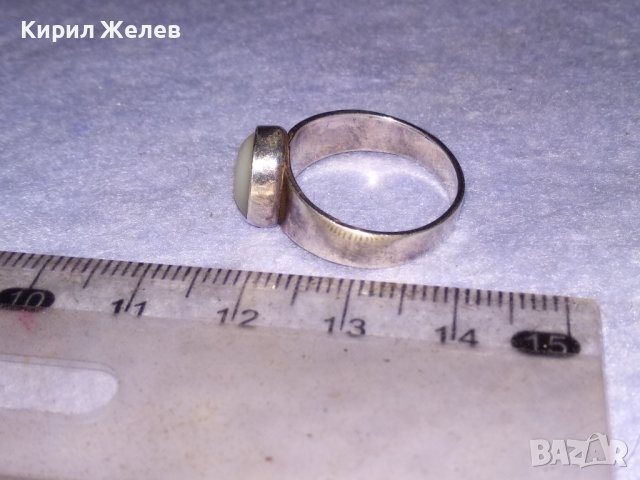 СКЪПОЦЕНЕН РЕТРО АРТ ДЕКО СРЕБЪРЕН ПРЪСТЕН СРЕБРО 925 / 950 с ШЛИФОВАН ЛУНЕН КАМЪК 29699, снимка 13 - Пръстени - 41637958