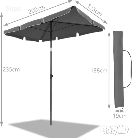 Чадър за балкон, градина, плаж, къмпинг 200x125x235см, снимка 2 - Градински мебели, декорация  - 49615488