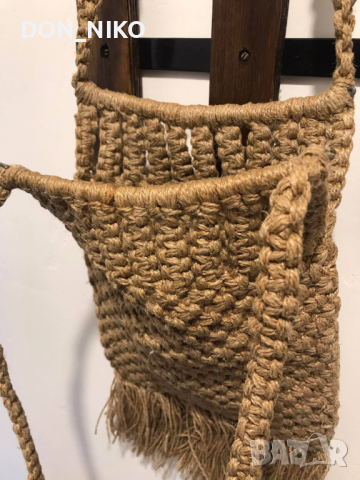 Ръчно плетена дамска чанта от коноп, снимка 4 - Чанти - 36175445