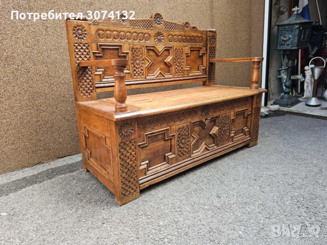 Уникална ретро пейка с дърворезба, снимка 4 - Други - 53569981