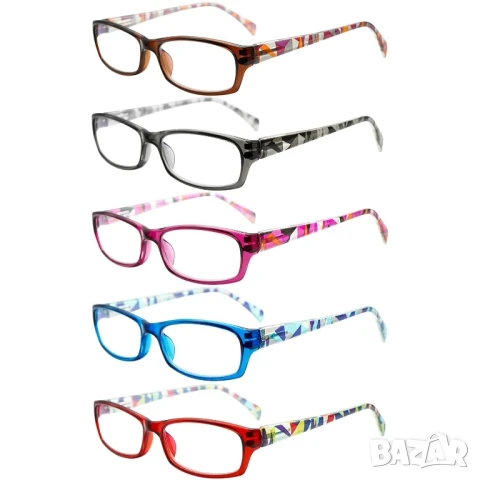 5 чифта очила за четене, стилни рамки с шарка, модни дамски очила за жени, + 0.5, снимка 2 - Слънчеви и диоптрични очила - 51423608