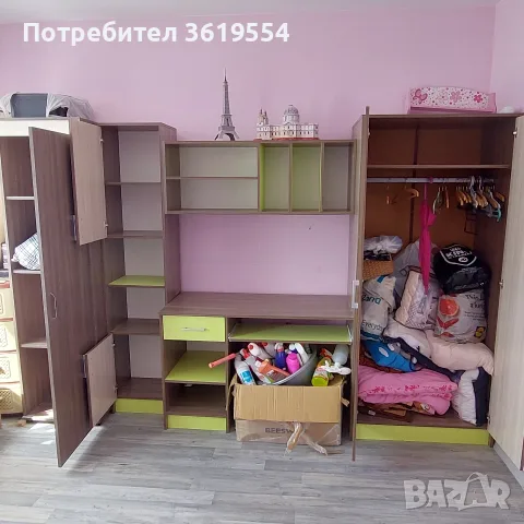 Единично легло с нощно шкафче и комбинация на бюро за училище и гардороб, снимка 4 - Мебели за детската стая - 55977429