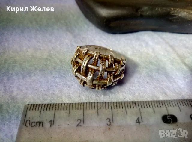 СТАР АЖУРЕН СРЕБЪРЕН ПРЪСТЕН СРЕБРО ВИСОКА ПРОБА с ИНИЦИАЛИ на МАЙСТОРА БП РЪЧНА РЕТРО РАБОТА 49966, снимка 8 - Антикварни и старинни предмети - 49274757