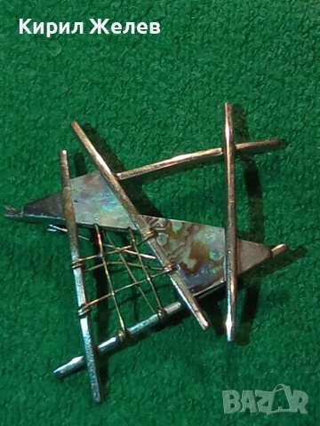 СТАРА АРТИСТИЧНА СЕДЕФЕНА СРЕБЪРНА ВИНТИДЖ АРТ БРОШКА РЪЧНА ИЗРАБОТКА с КРАЛСКИ СЕДЕФ 34496, снимка 2 - Антикварни и старинни предмети - 39535588