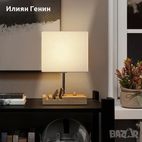 Нощна лампа HOMCOM, USB портове, снимка 9 - Настолни лампи - 56204541