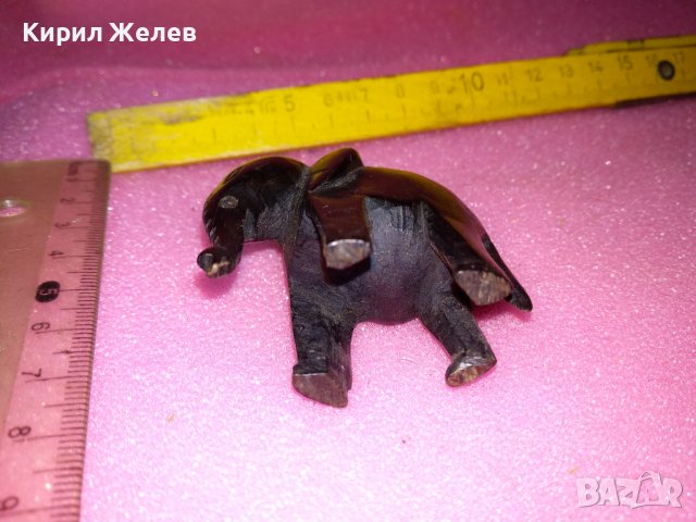 МАЛКО ДЪРВЕНО СЛОНЧЕ РЪЧНА МАЙСТОРСКА ФИГУРКА СТАТУЕТКА ДЪРВО АБАНОС 12638, снимка 4 - Статуетки - 44313924