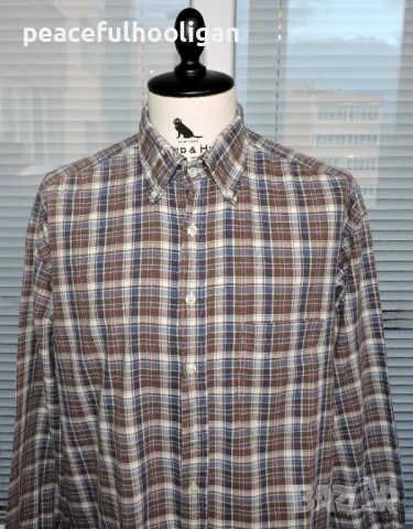 Gant Maine Twill Mens Multicolour Long Sleeve Plaid Checked Casual Shirt Size XL, снимка 2 - Ризи - 47644259