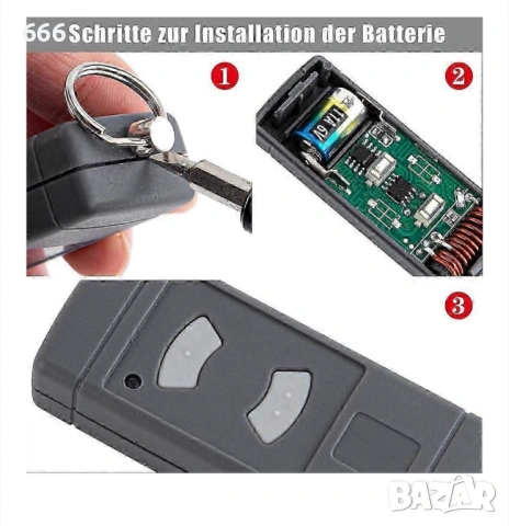 Дистанционно за гаражни врати, съвместими с Hormann 40.685MHz,, снимка 2 - Друга електроника - 53583532