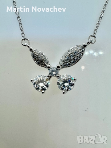 Сребърно колие с мойсанит (Диамант) 1 карат, снимка 3 - Колиета, медальони, синджири - 52808834