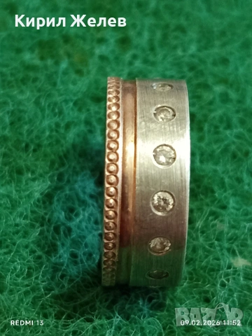 Авторски сребърен пръстен с вградени диаманти уникално красив 25180, снимка 2 - Пръстени - 53411862