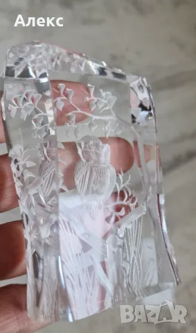 Изящно триизмерно преспапие– Бухал., снимка 4 - Статуетки - 47650534
