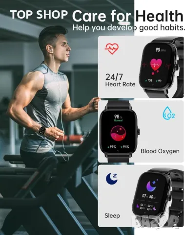 IFMDA Смарт часовникза мъже - 1,85" с отговор на повикване, водоустойчив, за Android iOS, снимка 4 - Смарт гривни - 49500206