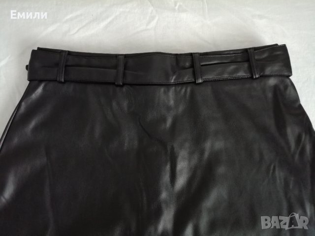 Дамска кожена миди пола с колан, висока талия и копчета р-р M (38), снимка 7 - Поли - 42345455