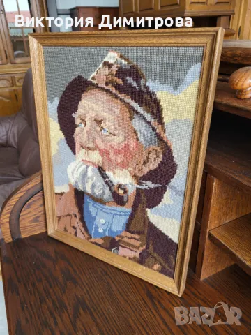 Гоблен "Рибарят" , снимка 6 - Гоблени - 47915656