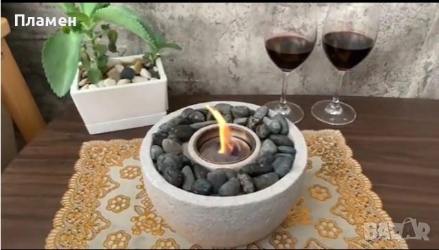 Декоративна камина на биоетанол декорация камък и огнище 23х11 см., снимка 6 - Други - 52298039