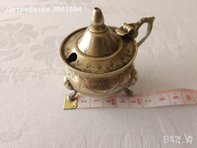 Стар гравиран  посребрен съд за подправки , снимка 3 - Антикварни и старинни предмети - 44746491