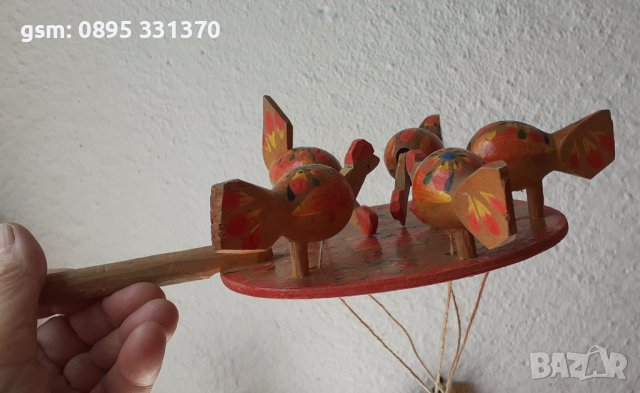 Кълвящи пиленца дървена играчка (3), снимка 4 - Декорация за дома - 40932462