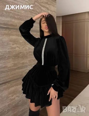 На едро! Серия 3 броя секси рокля от черно кадифе., снимка 2 - Рокли - 49511889