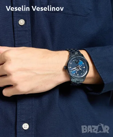 Чисто нов мъжки часовник Plein Sport Chronograph, син цвят, снимка 5 - Мъжки - 56041274