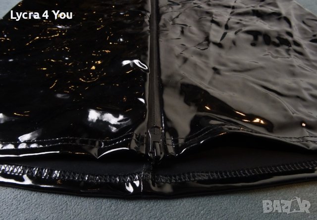 Noir Handmade M/L нова лачена/винил къса рокля с цип отпред, снимка 8 - Рокли - 42486927