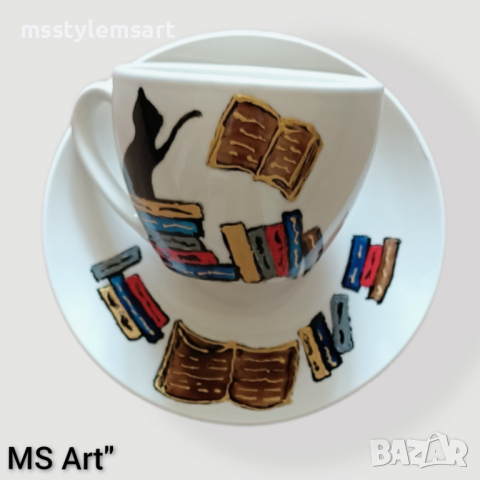 Ръчно рисувана порцеланова чаша за кафе, снимка 1