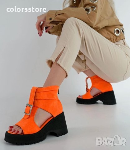 Летни боти- оранжеви с черно ходило - LB50, снимка 2 - Сандали - 41316723