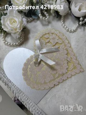 ПОКАНА СЪРЦЕ ОТ БРОКАТЕНА ДАНТЕЛА, снимка 3 - Покани - 49598667