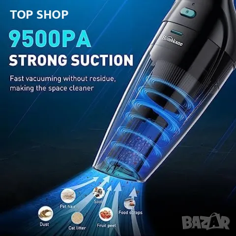 Нова Ултралека Прахосмукачка HOMEKANE - Безжична, 9500PA, 3 Дюзи, снимка 4 - Други стоки за дома - 49956871