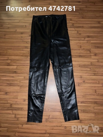 Zara черни кожени панталони за жени