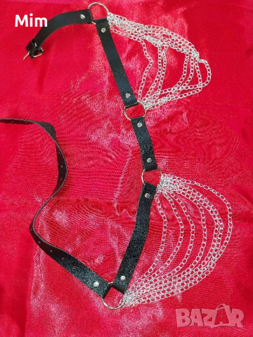 L/XXL  Черен колан със сребрист синджир , снимка 3 - Колани - 44816488