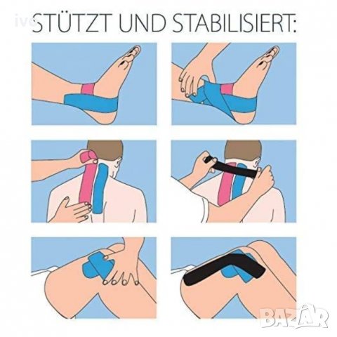 Спортни кинезио ленти . Водоустойчиви и еластични, снимка 5 - Спортна екипировка - 35848586