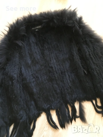 Natures Collection eлек в черно с естествен косъм заек и лисица XS/Sсица XS/S, снимка 6 - Якета - 53180270