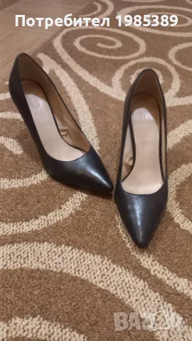 Черни обувки от естествена кожа на ток 5th Аvenue