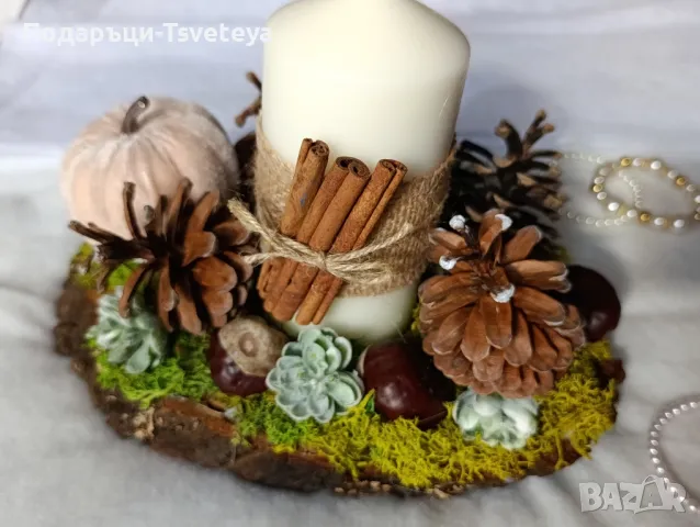 Свещник със скандинавски мъх, снимка 1