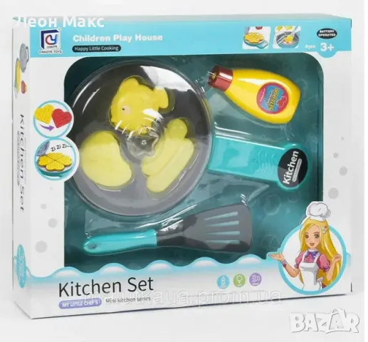 Детски кухненски комплект, тиган на батерии, с аксесоари , снимка 2 - Образователни игри - 48202565