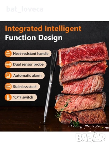 Нов Безжичен термометър за месо AIRMSEN със самостоятелна LCD дисплейна основа, снимка 2 - Прибори за хранене, готвене и сервиране - 53750983