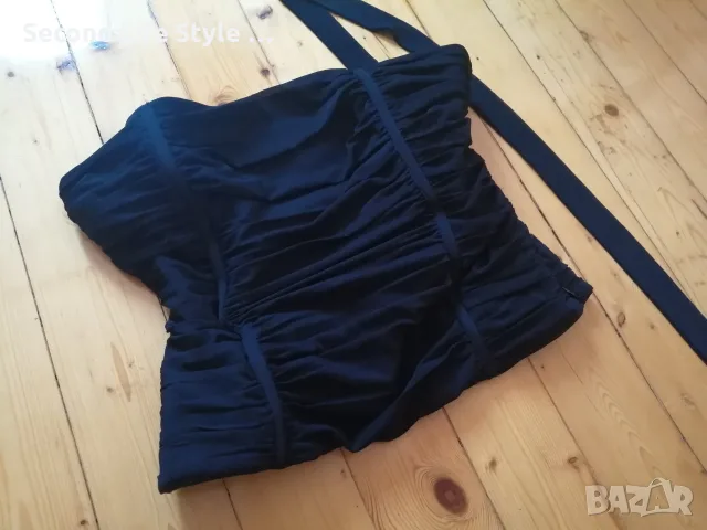 Zara корсет бюстие с шал чокър роза в черен цвят р-р М, снимка 3 - Корсети, бюстиета, топове - 55708320