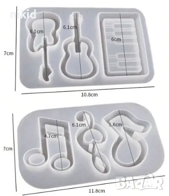 Музика нота ноти китара пиано музикаленлмузикални инструменти силиконов молд форма смола шоколад гип, снимка 2 - Форми - 47357479