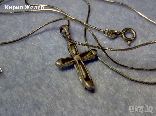 КРАСИВО СЕДЕФЕНО СРЕБЪРНО КРЪСТЧЕ с НЕЖНА СРЕБЪРНА ВЕРИЖКА СРЕБРО 925 ФИНА РЪЧНА РАБОТА 26898, снимка 11 - Колиета, медальони, синджири - 50337503