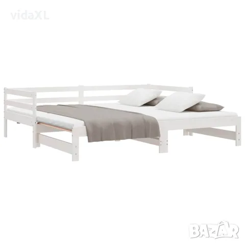 vidaXL Разтегателно дневно легло, без матрак, бяло, 90x200 см, снимка 10 - Спални и легла - 56147808