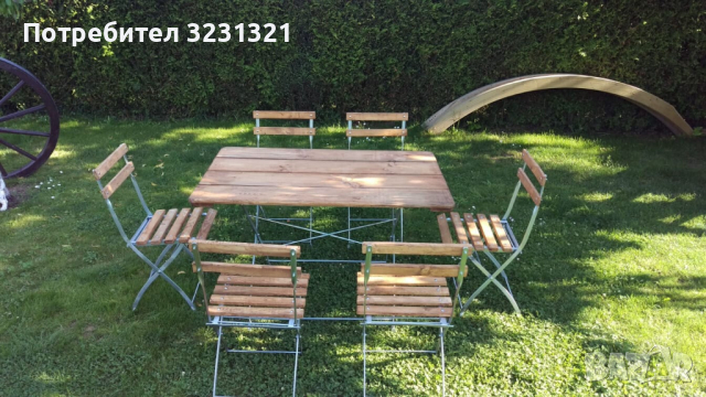 6+1 сгъваеми столове и маси, снимка 2 - Градински мебели, декорация  - 44395663