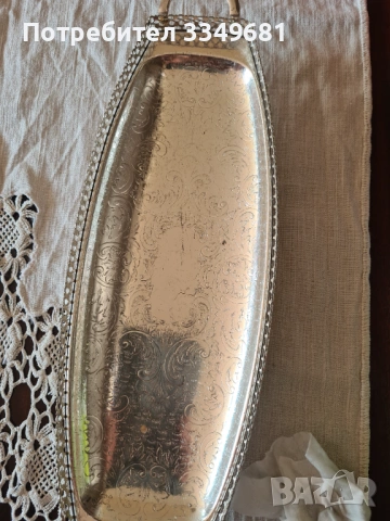 Плато със сребърно покритие, снимка 3 - Антикварни и старинни предмети - 53844905