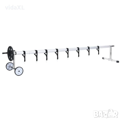 vidaXL Ролка за навиване на покривало за басейн с основа от инокс（SKU:93177）, снимка 1